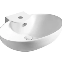 Lavabo d`appoggio in ceramica bianca l 60,5 x p 45,5 x h 18 cm