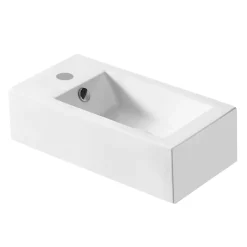 Lavabo d`appoggio in ceramica bianca l 50 x p 25,5 x h 14,5 cm