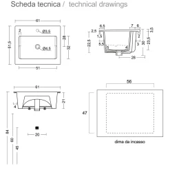 Lavabo in ceramica 70x51 cm