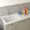 Lavabo in solid surface 141x63,8x1 cm DX arredo lavanderia Bianco opaco
