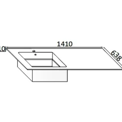 Lavabo in solid surface 141x63,8x1 cm DX arredo lavanderia Bianco opaco