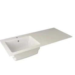 Lavabo in solid surface 141x63,8x1 cm DX arredo lavanderia Bianco opaco