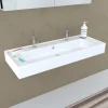 Lavabo unitop con 2 fori 120x46 cm mineralmarmo bianco