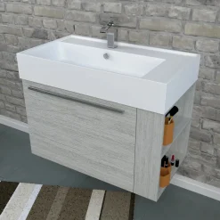 Lavabo unitop con 1 foro 80x46 cm mineralmarmo bianco