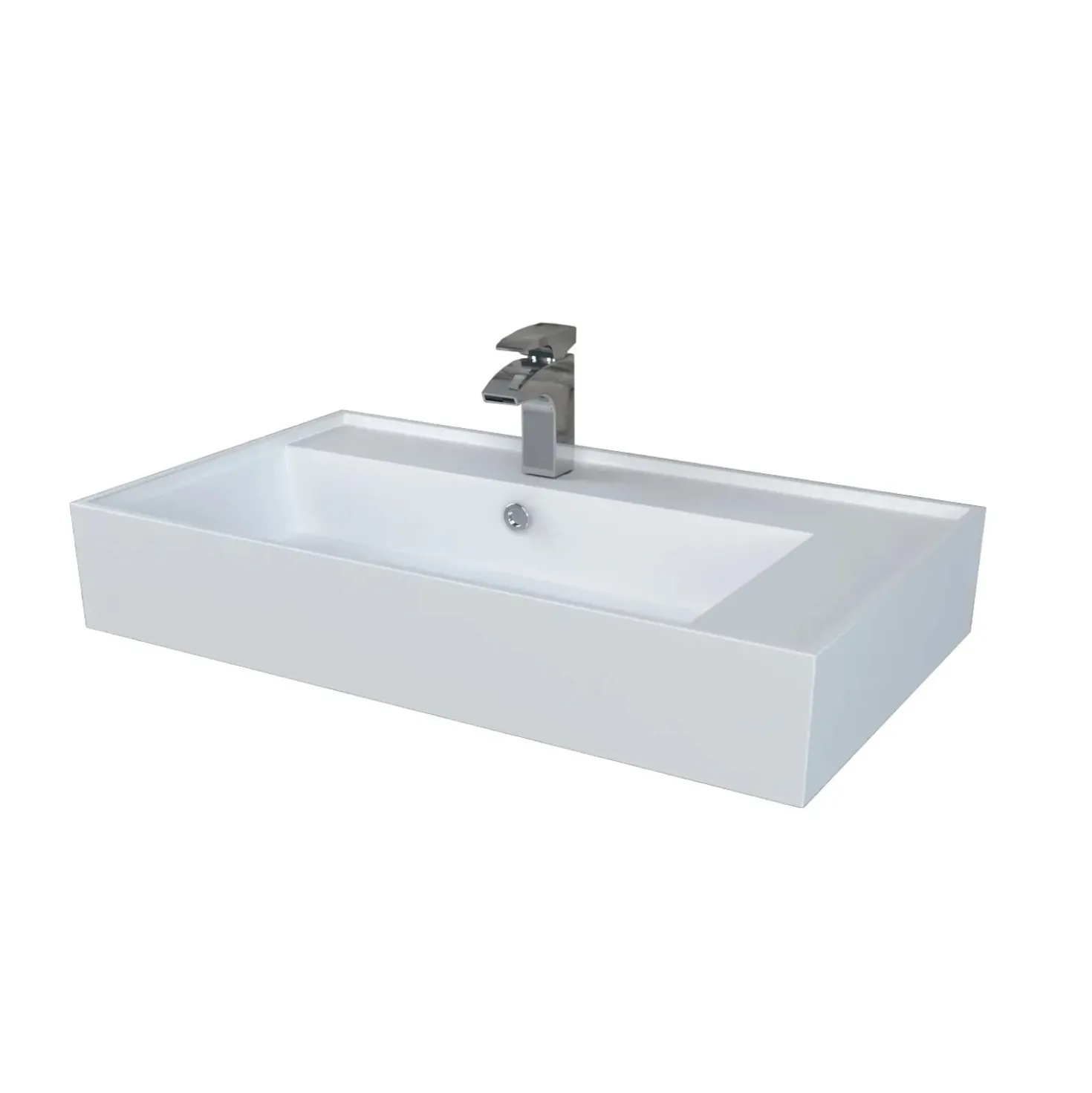 Lavabo unitop con 1 foro 80x46 cm mineralmarmo bianco