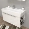 Lavabo unitop con 1 foro 100x46 cm mineralmarmo bianco