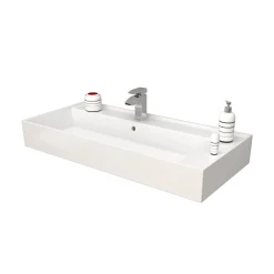 Lavabo unitop con 1 foro 100x46 cm mineralmarmo bianco