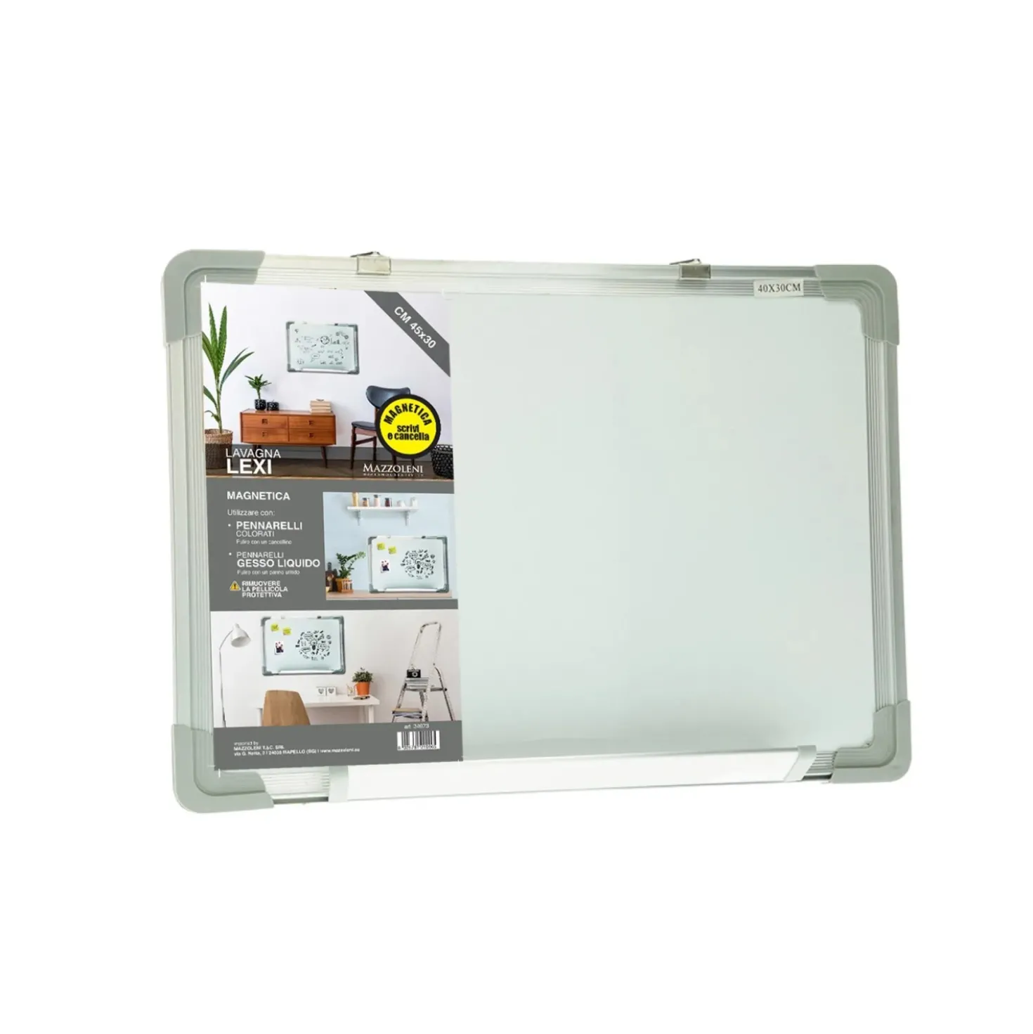 Lavagna magnetica con cornice in metallo 45x30 cm