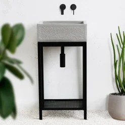 Lavandino da esterno con supporto Stoccarda in cemento grigio 45x35x16 cm