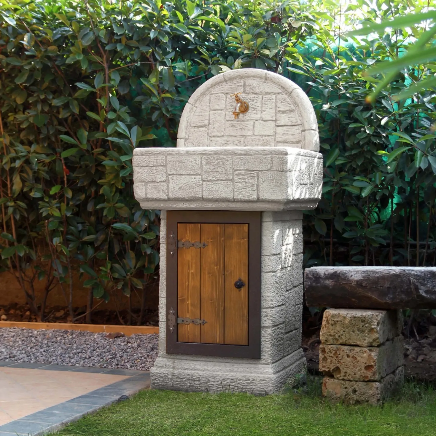 Lavandino da esterno Elba in cemento grigio 120x58x49 cm