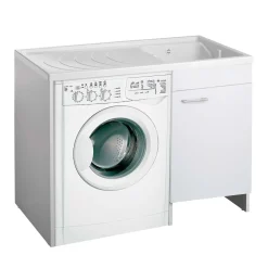 Lavatoio con coprilavatrice con vasca a destra bianco 109x60 cm