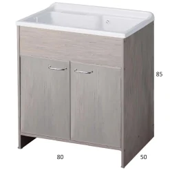 Lavatoio in kit per esterni effetto rovere 80x50 cm con ante
