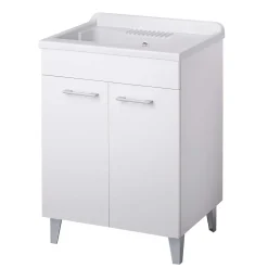 Lavatoio in nobilitato con piedini satinati bianco 60x60 cm