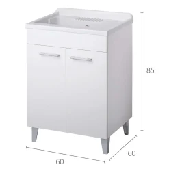 Lavatoio in nobilitato con piedini satinati bianco 60x60 cm
