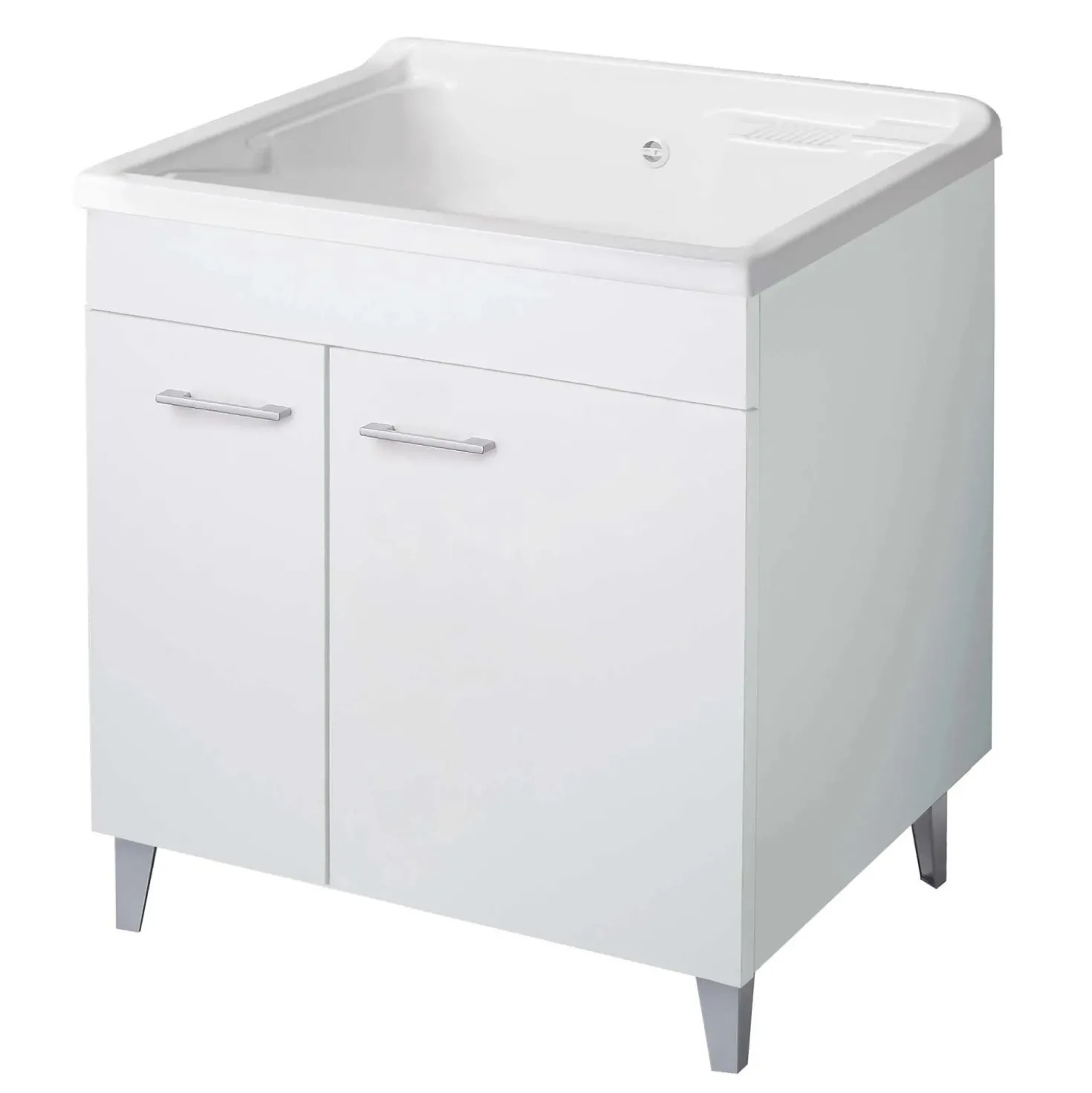 Lavatoio in nobilitato con piedini satinati bianco 75x60 cm