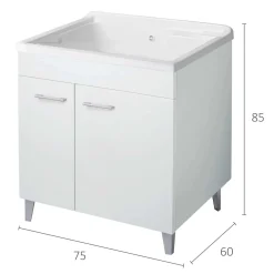 Lavatoio in nobilitato con piedini satinati bianco 75x60 cm