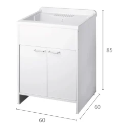 Lavatoio per esterni con ante bianco 60x60 cm