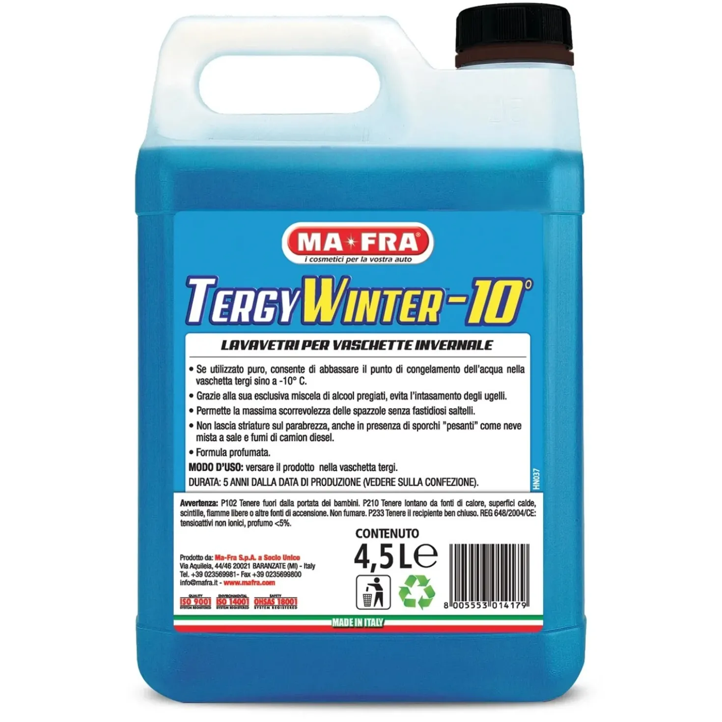 Lavavetri con versatore MA-FRA Tergy Winter -10°C da 4,5 l
