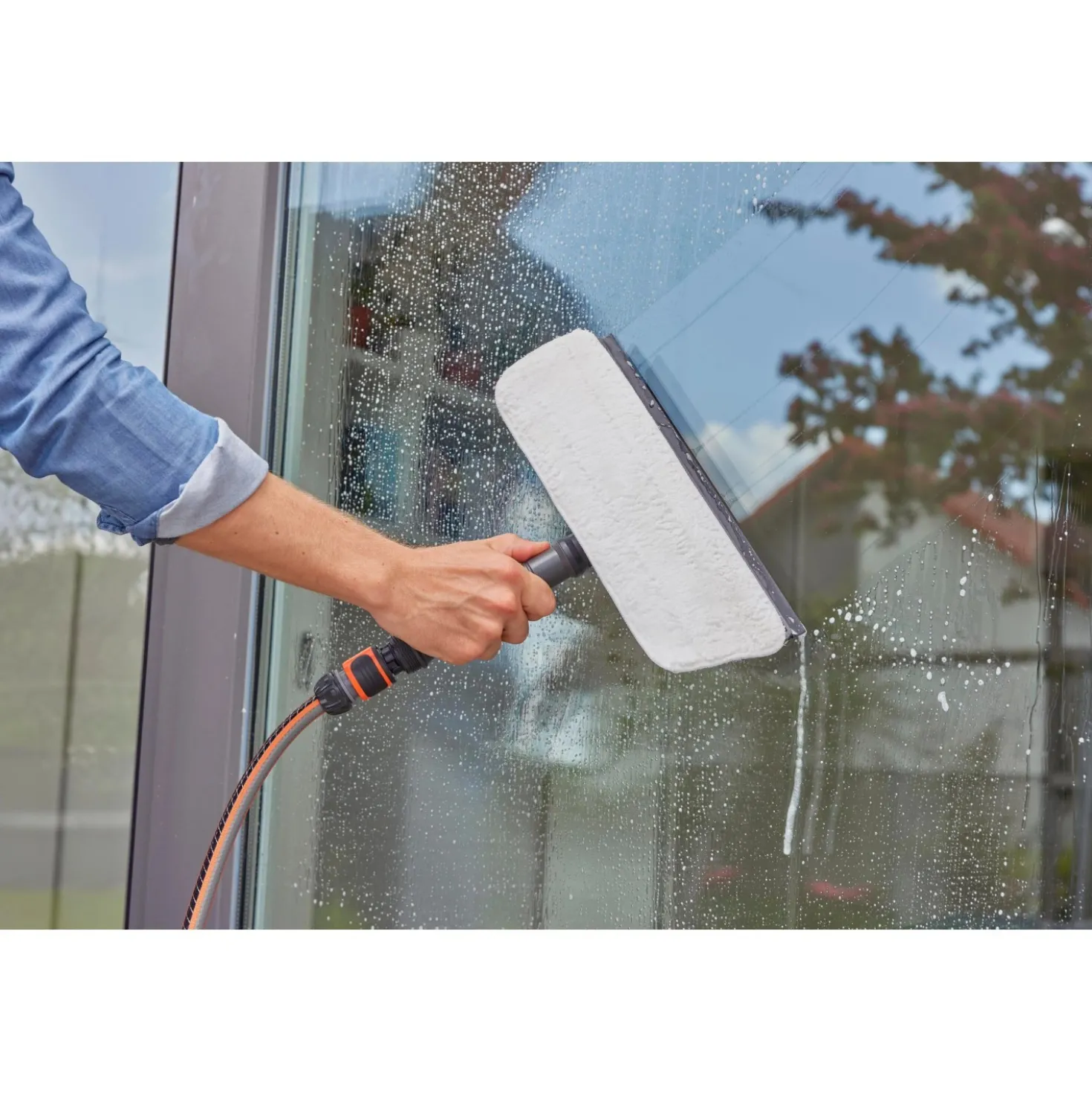 Lavavetro Gardena Cleansystem con microfibra e non tessuto e lamina in gomma