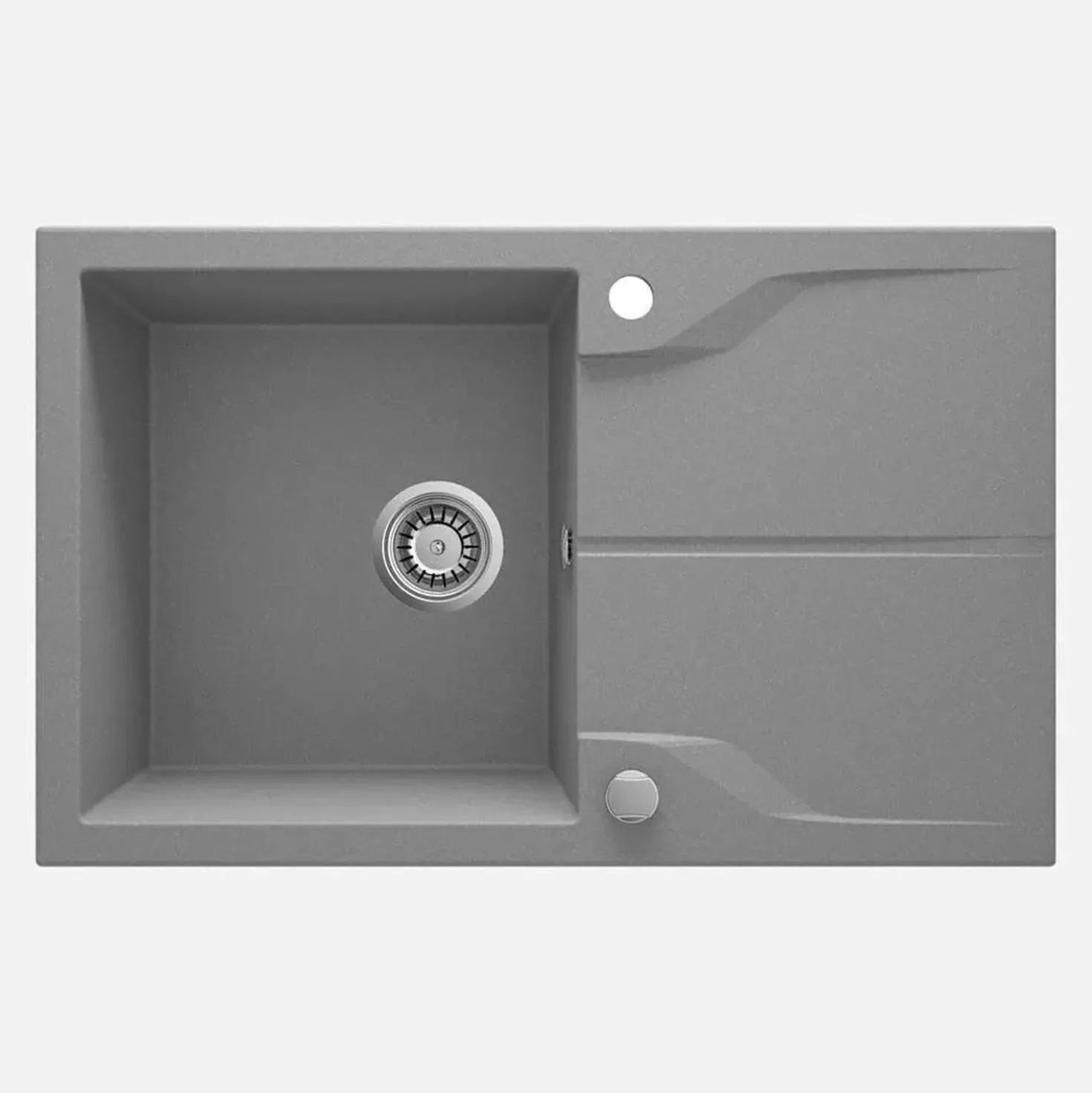 Lavello 1 vasca con gocciolatoio rett Idrostile Florida 490x194 mm Grigio Met