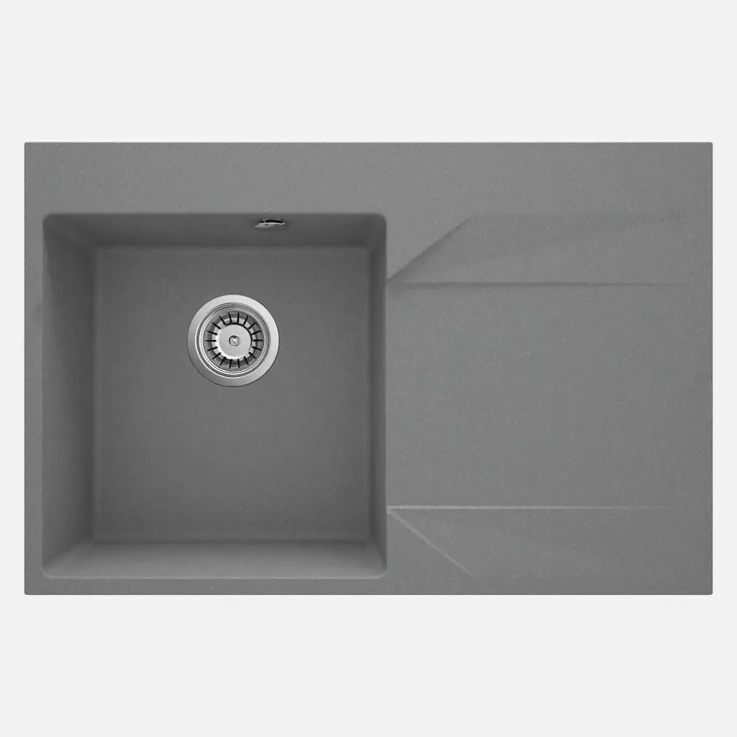 Lavello 1 vasca con gocciolatoio destra Idrostile Banes 500x195 mm Grigio Met