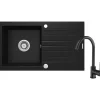 Lavello 1 vasca con gocciolatoio Idrostile Martí con rubinetto 440x160 mm nero