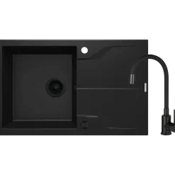 Lavello 1 vasca gocciolatoio Idrostile Florida con rubinetto 490x194 mm nero