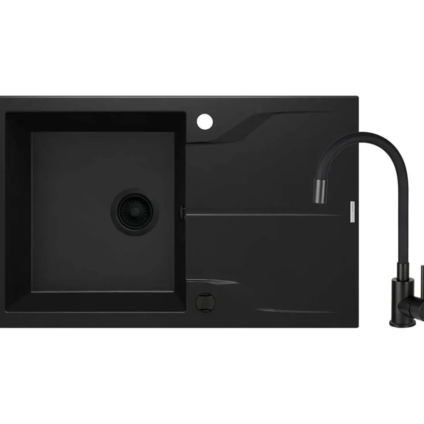 Lavello 1 vasca gocciolatoio Idrostile Florida con rubinetto 490x194 mm nero