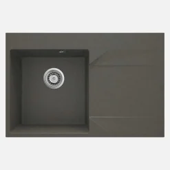 Lavello 1 vasca gocciolatoio destra Banes sifone 500x195 mm antracite met