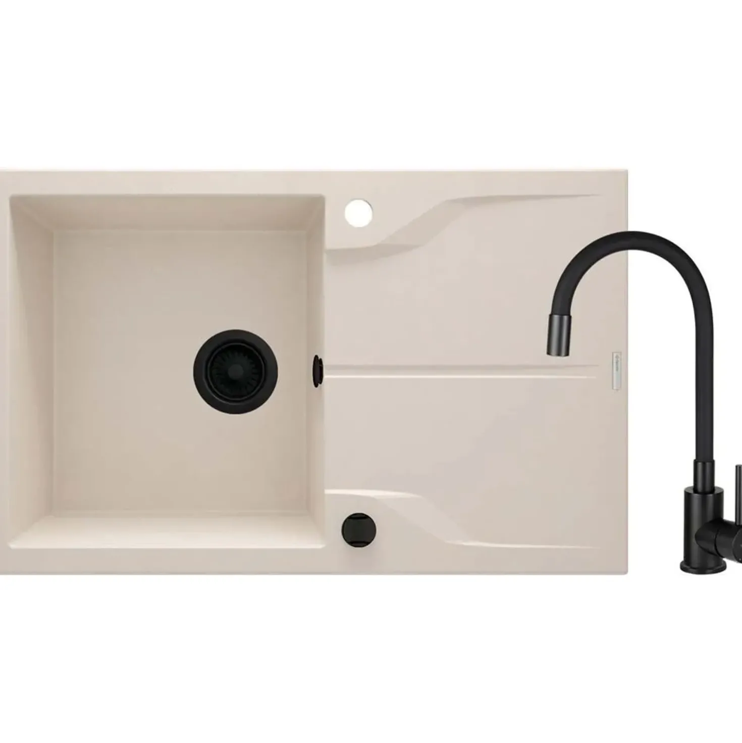 Lavello 1 vasca gocciolatoio Idrostile Florida con rubinetto 490x194 mm Beige