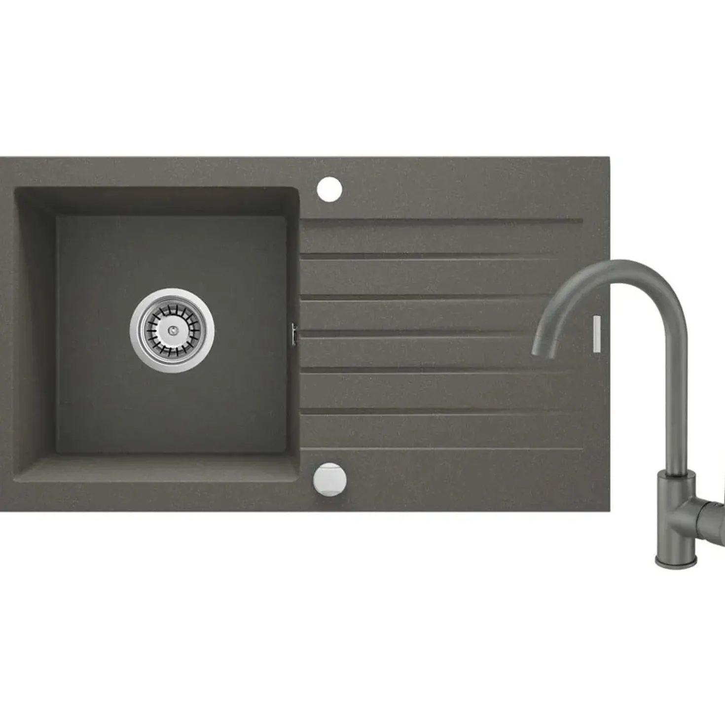 Lavello 1 vasca gocciolatoio Idrostile Martí rubinetto 440x160 mm Antracite Met