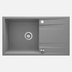 Lavello 1 vasca gocciolatoio Idrostile Güines sifone 500x209 mm grigio met