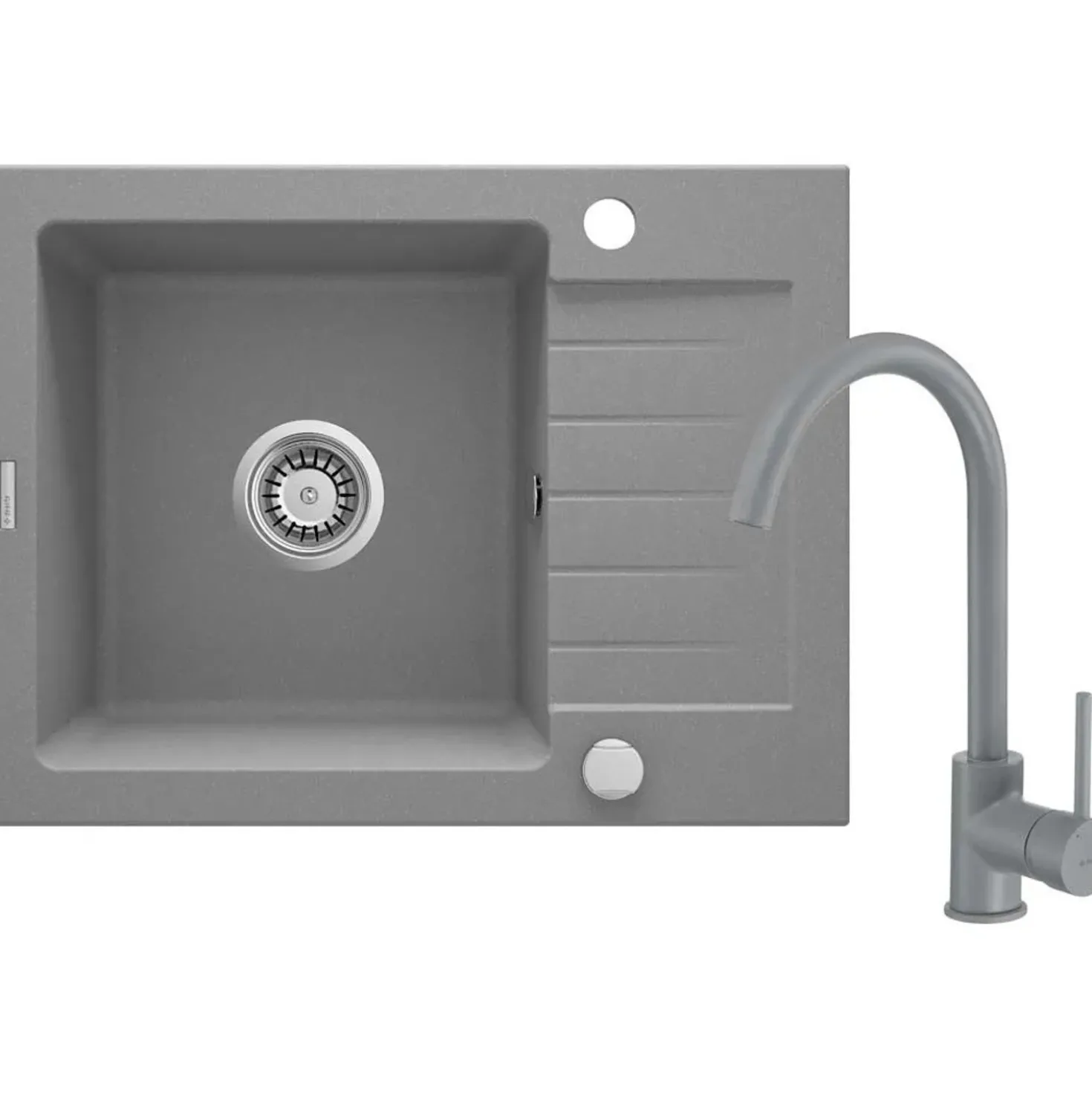Lavello 1 vasca gocciolatoio Idrostile Martí rubinetto 440x164 mm Grigio Met