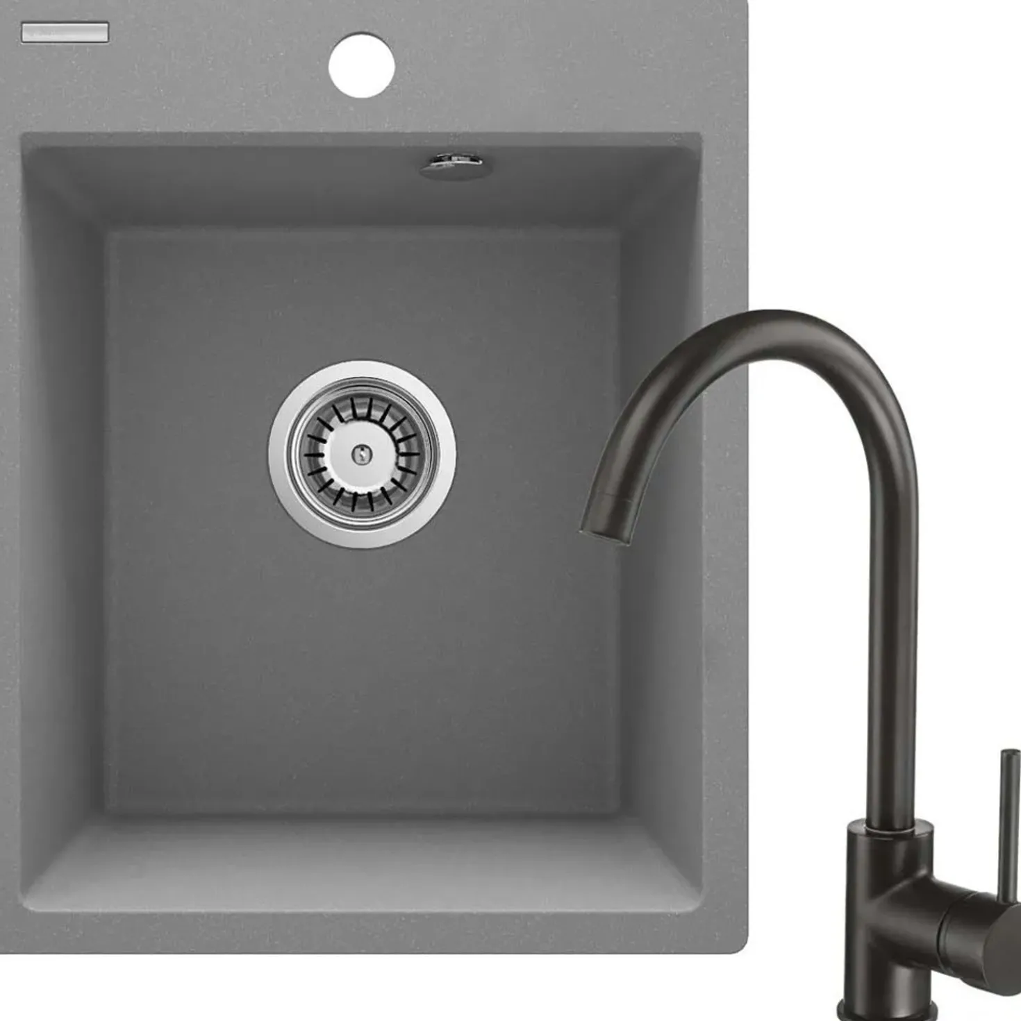Lavello 1 vasca Idrostile Bayamo con rubinetto 500x211 mm grigio met.