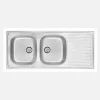 Lavello 2 vasche con gocciolatoio Idrostile Jatibonico 500x140 mm acciaio inox