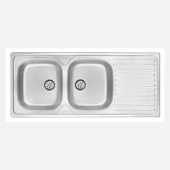 Lavello 2 vasche con gocciolatoio Idrostile Jatibonico 500x140 mm satinato