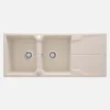 Lavello 2 vasche gocciolatoio Idrostile Florida sifone 500x224 mm beige