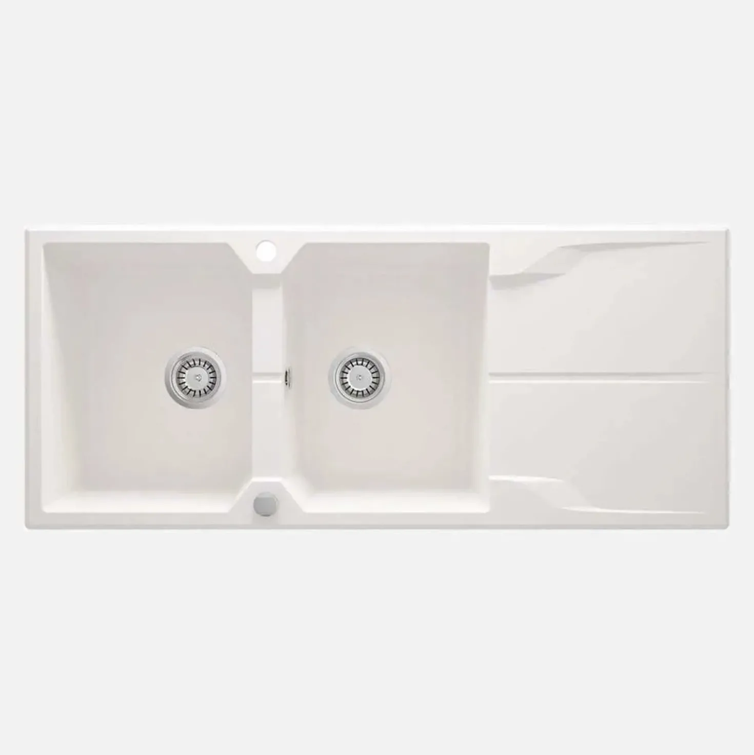 Lavello 2 vasche gocciolatoio Idrostile Florida sifone 500x224 mm alabastro