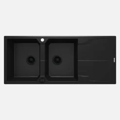 Lavello 2 vasche gocciolatoio Idrostile Florida 500x224 mm Nero