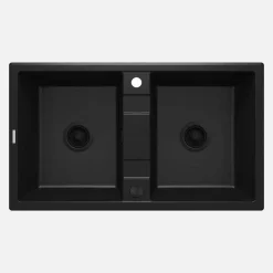 Lavello 2 vasche Idrostile Güines 500x220 mm Nero