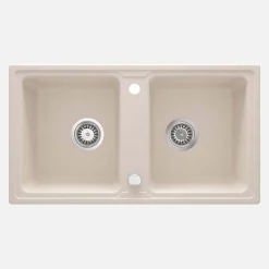Lavello 2 vasche Idrostile Martí sifone 435x180 mm beige