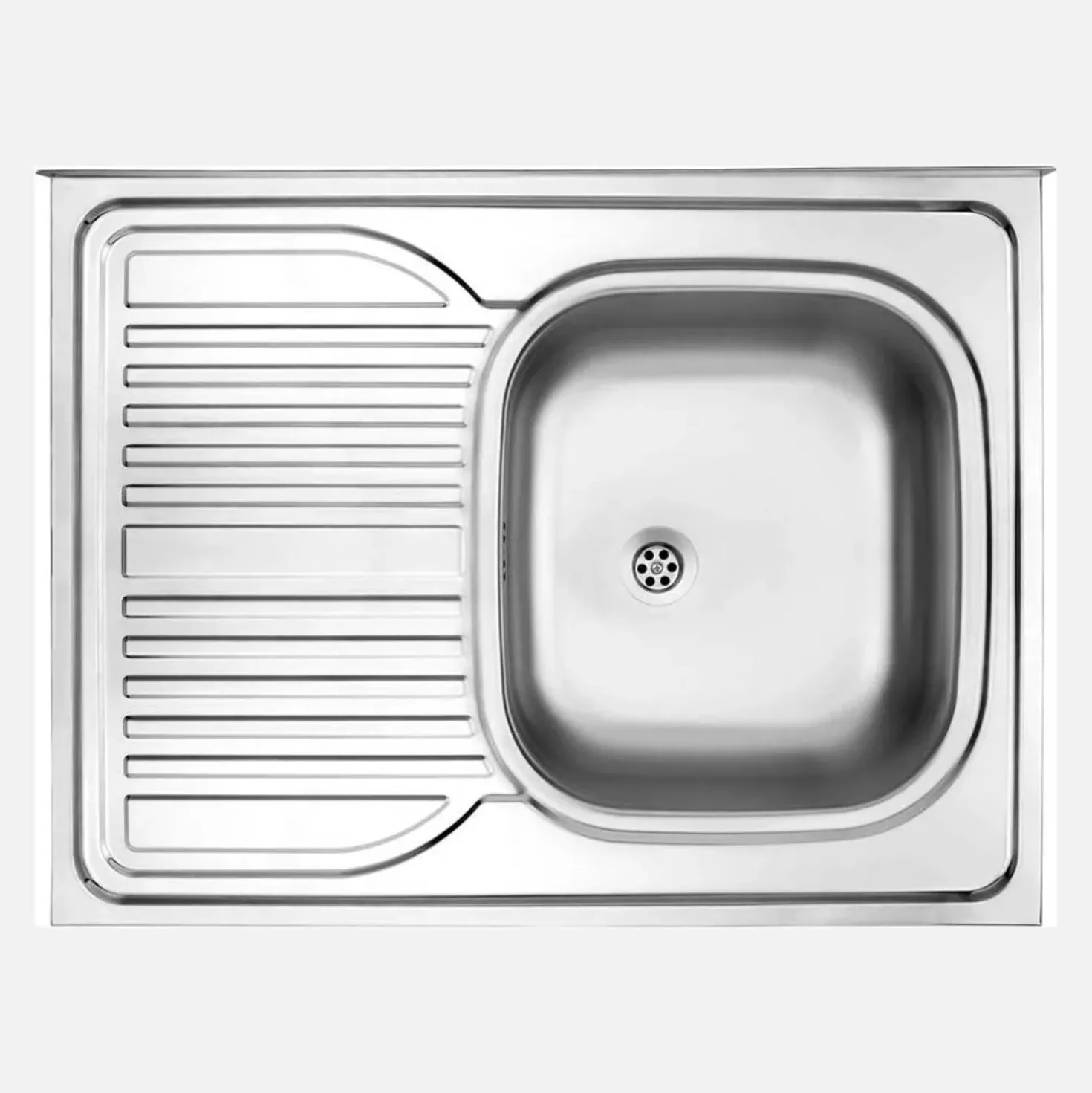 Lavello appoggio 1 vasca quadrata gocciolatoio sx Guantánamo acciaio inox