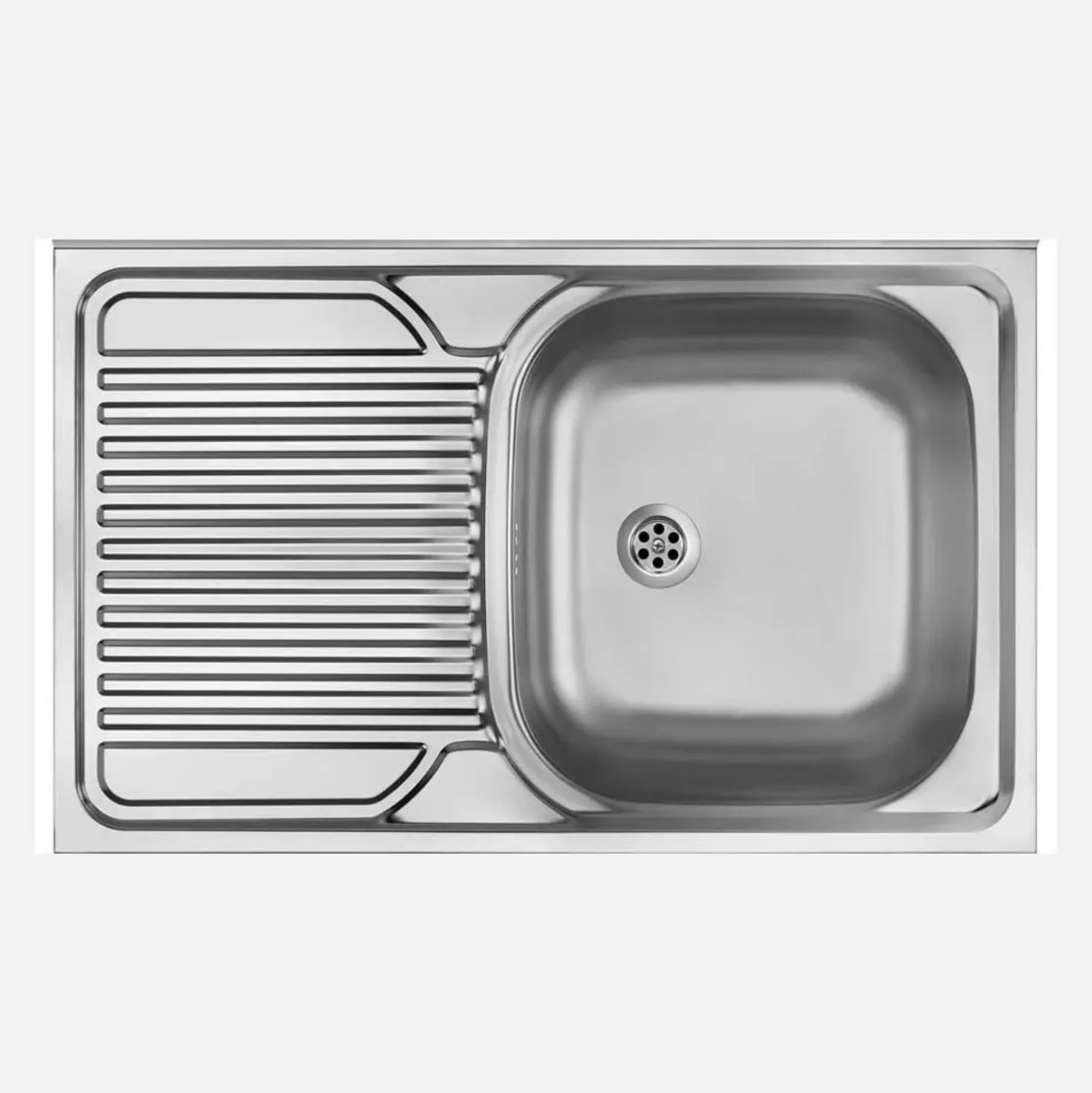 Lavello appoggio 1 vasca rettangolare gocciolatoio sx Guantánamo acciaio inox