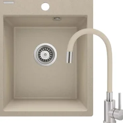 Lavello con rubinetto 1 vasca Idrostile Bayamo 500x211 mm sabbia