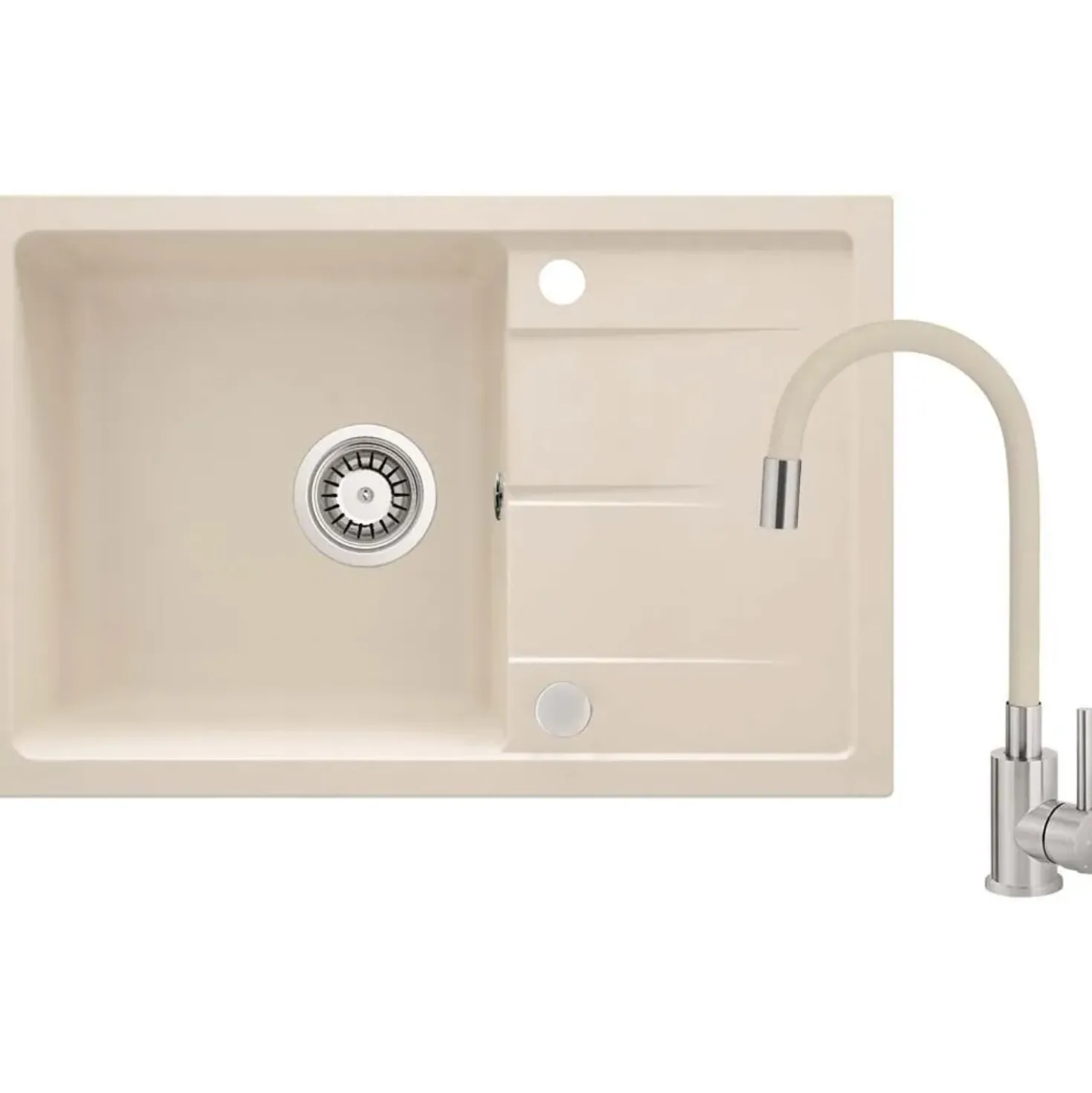 Lavello con rubinetto bocca elastica Idrostile Amancio 440x164 mm beige