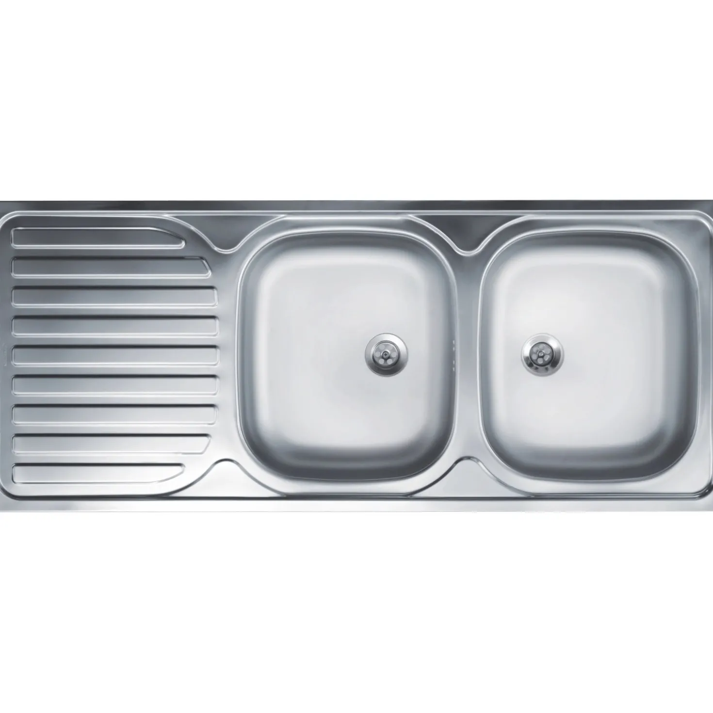 Lavello da appoggio 2 vasche dx 120 cm inox