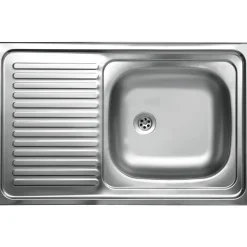 Lavello da appoggio 1 vasca dx 80 cm inox