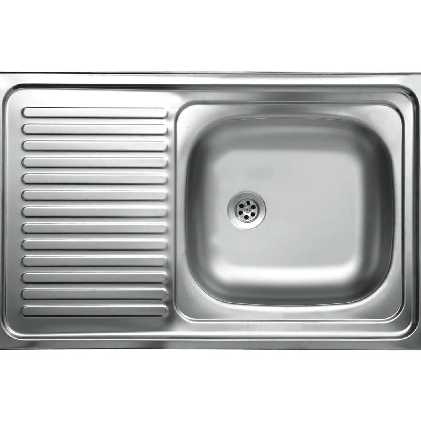 Lavello da appoggio 1 vasca dx 80 cm inox