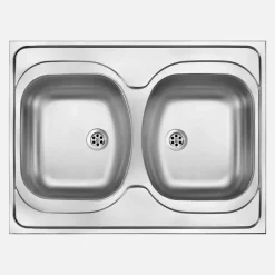 Lavello da appoggio 2 vasche Idrostile Guantánamo 600x130 mm satinato