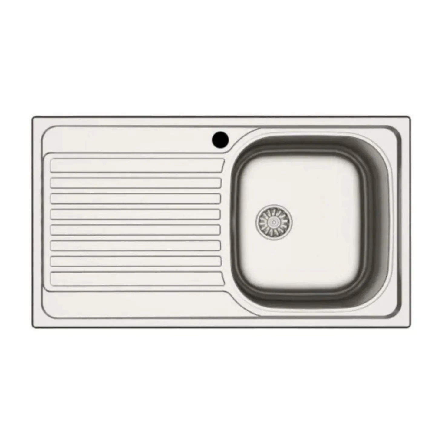 Lavello da incasso 1 vasca dx gocciolatoio a sx 86x50 cm inox